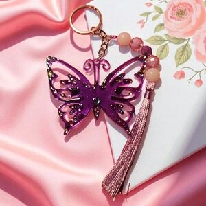 Elegant Purple Butterfly Keychain with Tassel